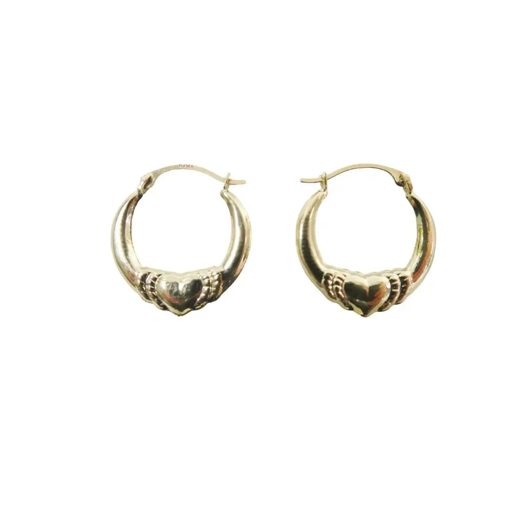 Elegant 14K Solid Gold Heart Hoop Earrings - Dainty Small Yellow Gold Hoops for Women.