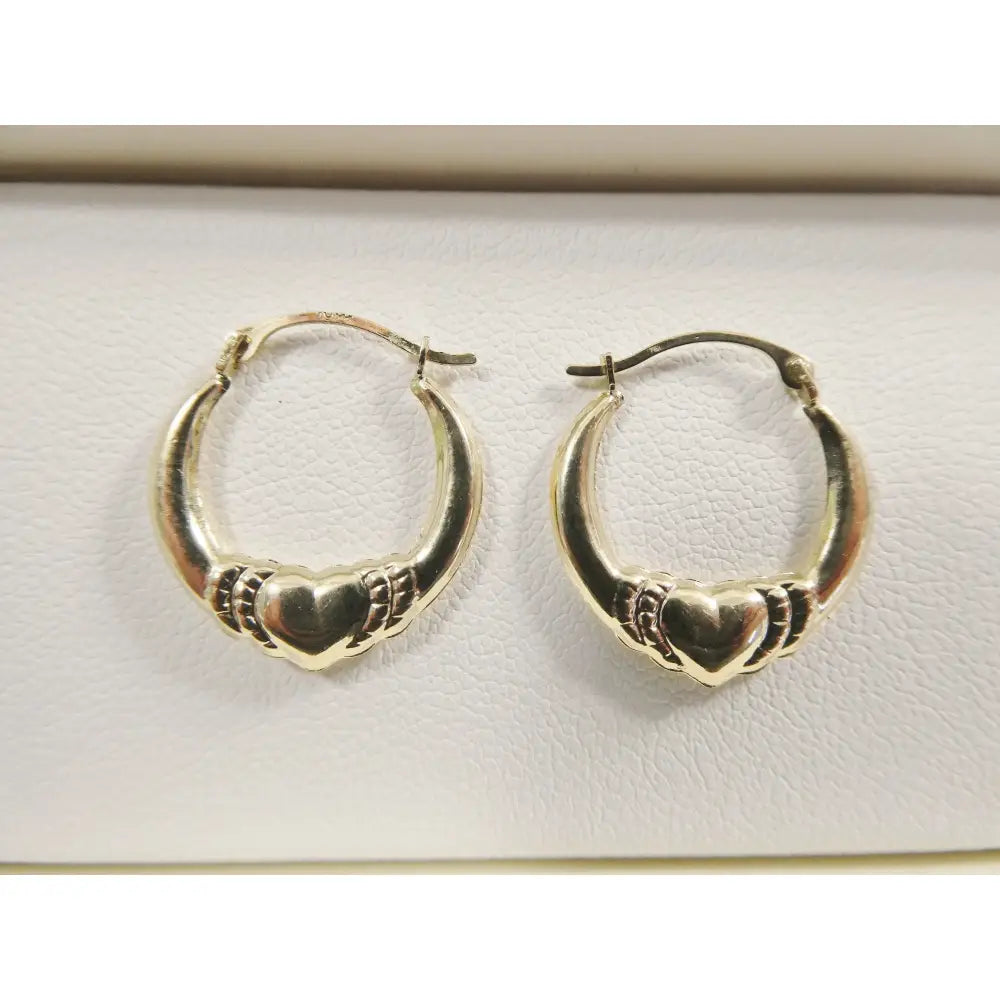 Elegant 14K Solid Gold Heart Hoop Earrings - Dainty Small Yellow Gold Hoops for Women.