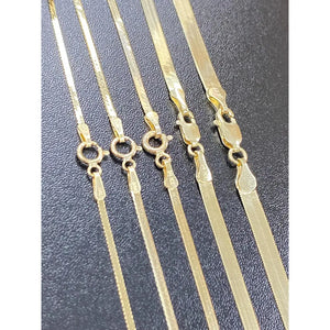 Elegant 14K Solid Gold Herringbone Necklace - Liquid Snake Link Design for Women, 1.25mm-4mm.