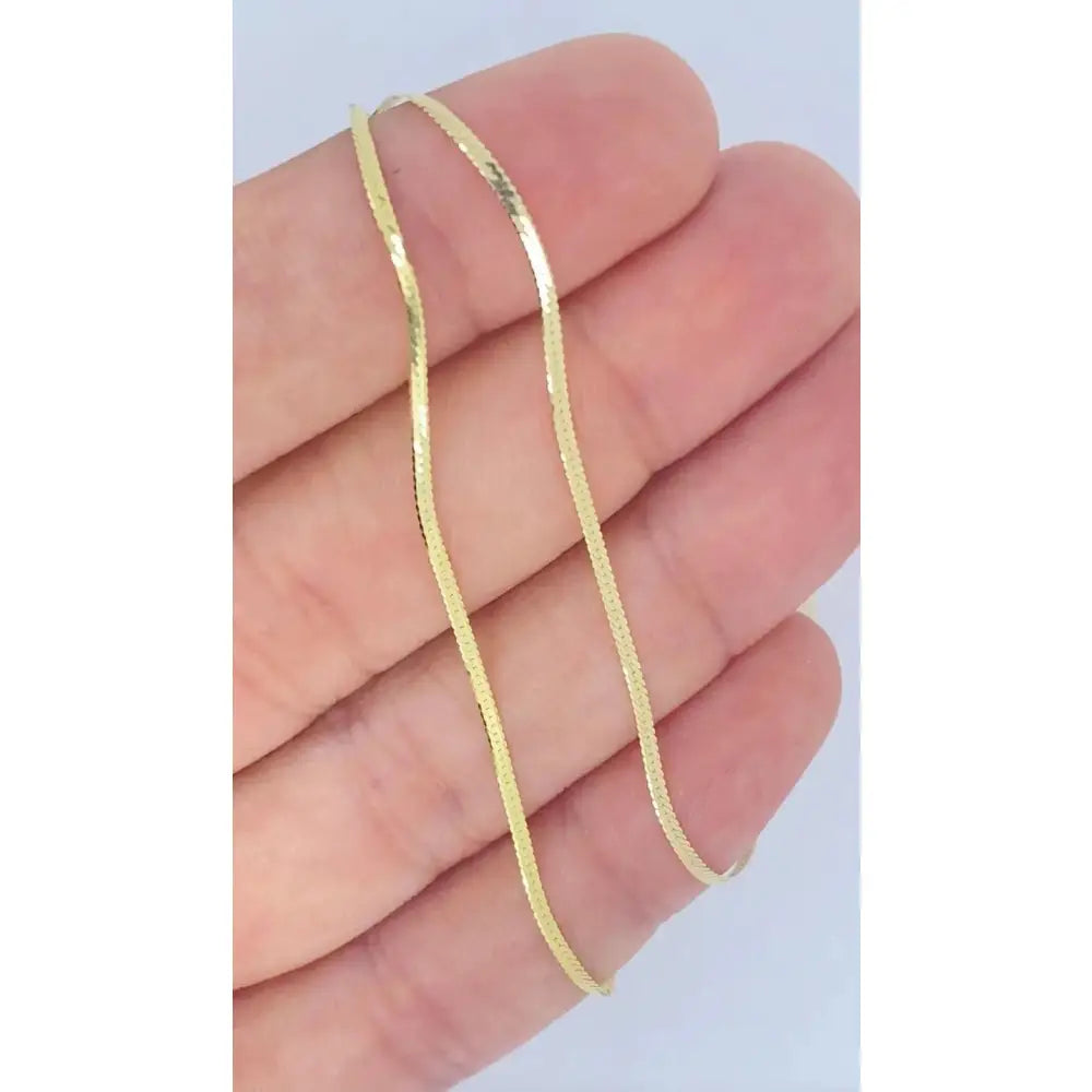 Elegant 14K Solid Gold Herringbone Necklace - Liquid Snake Link Design for Women, 1.25mm-4mm.