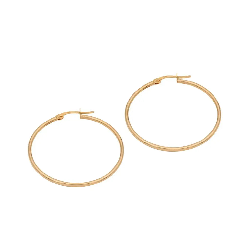Elegant 14K Solid Gold Hoop Earrings - Classic Thickness, Available in Multiple Sizes (13mm, 18mm, 23mm, 32mm).
