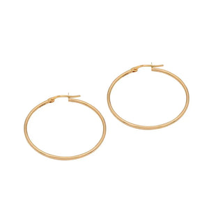 Elegant 14K Solid Gold Hoop Earrings - Classic Thickness, Available in Multiple Sizes (13mm, 18mm, 23mm, 32mm).