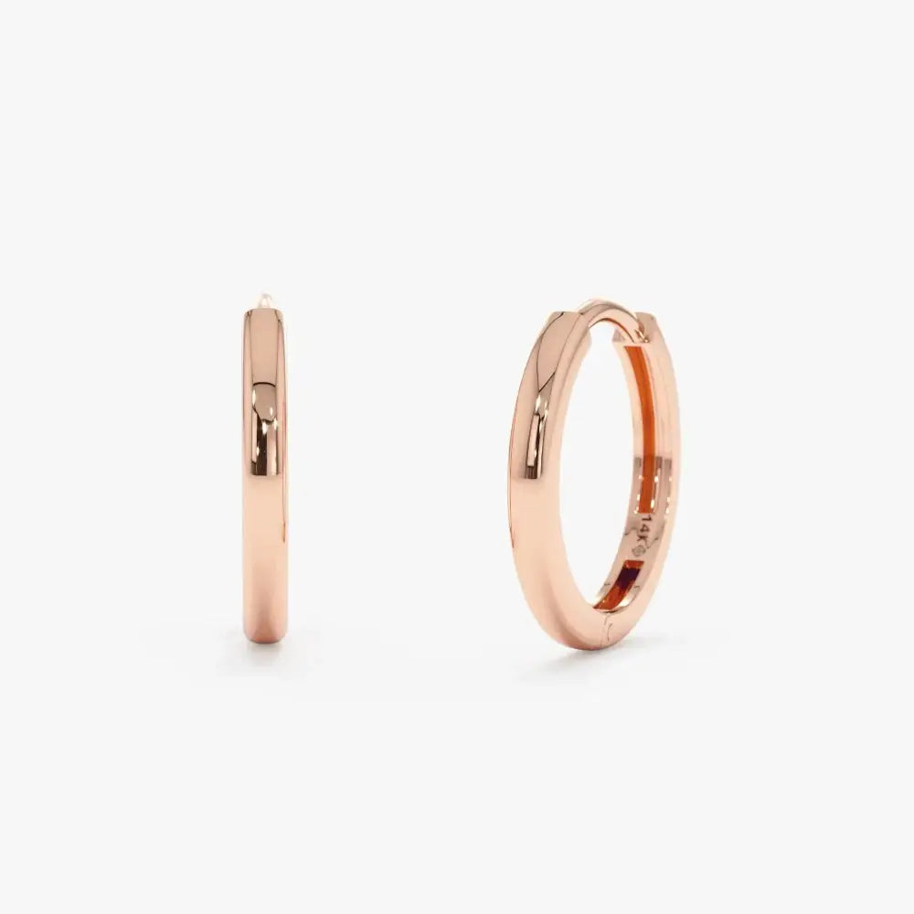 Elegant 14K Solid Gold Mini Huggie Earrings - Tiny Hinged Cartilage Hoops in 7mm, 8mm, and 9mm Sizes.