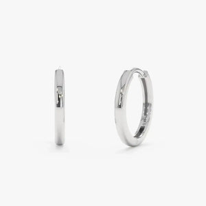 Elegant 14K Solid Gold Mini Huggie Earrings - Tiny Hinged Cartilage Hoops in 7mm, 8mm, and 9mm Sizes.