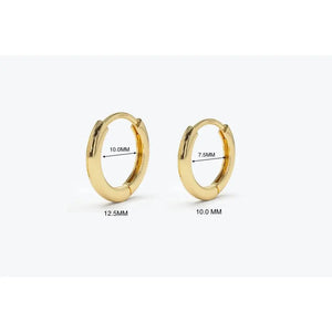 Elegant 14K Solid Gold Mini Huggie Hoop Earrings - 10MM & 12.5MM Options.