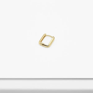 Elegant 14K Solid Gold Rectangular Huggie Earrings - Chic Small Hinged Everyday Hoops.