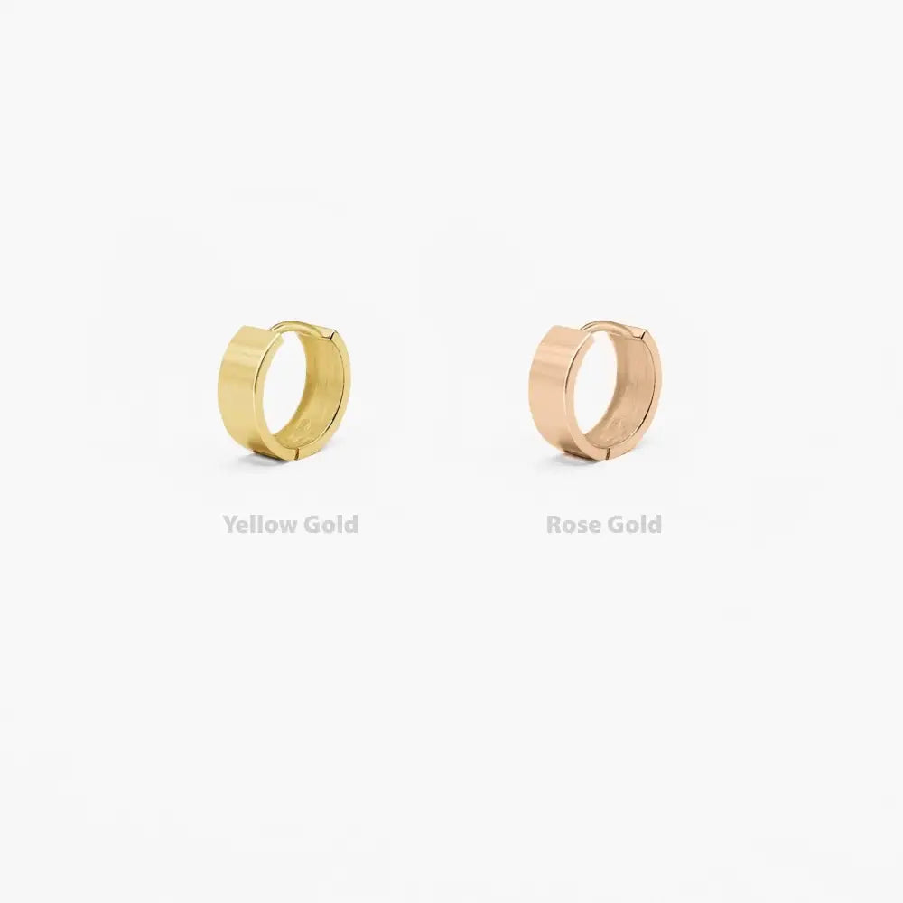 Elegant 14K Solid Gold Wide Huggie Hoop Earrings - Bold and Stylish.