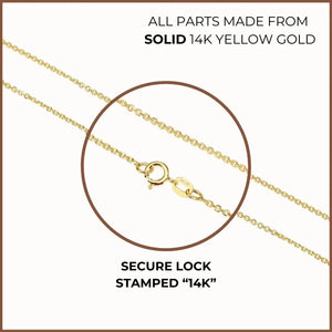Elegant 14K Solid Yellow Gold Diamond-Cut Dainty Cable Chain Necklace - Handmade in Italy, 0.9mm-1.5mm.