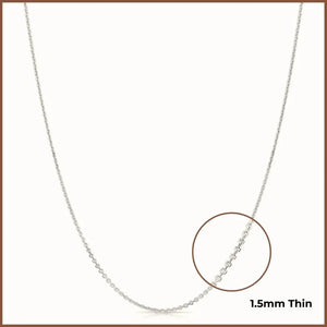 Elegant 14K White Gold Diamond Cut Cable Chain Necklace - Italian Craftsmanship, 1.5mm Thickness.