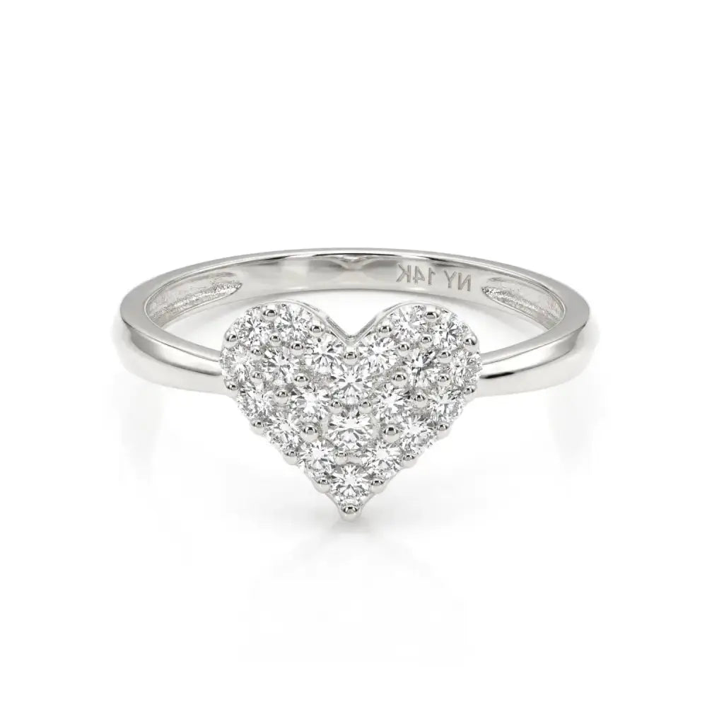 Elegant 14K White Gold Diamond Heart Ring 0.31Ctw – Perfect Romantic Gift for Her on Anniversaries & Everyday Wear.