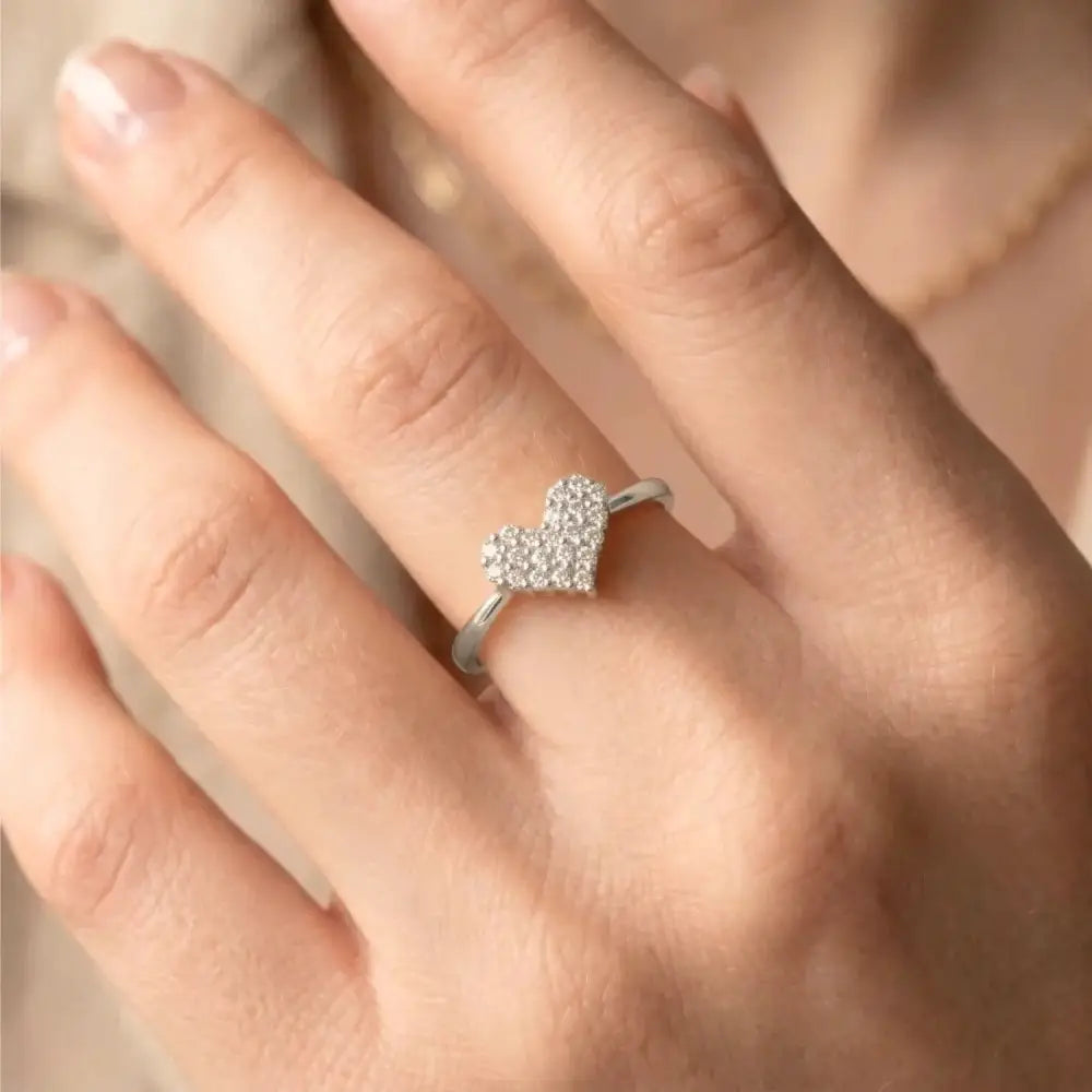Elegant 14K White Gold Diamond Heart Ring 0.31Ctw – Perfect Romantic Gift for Her on Anniversaries & Everyday Wear.
