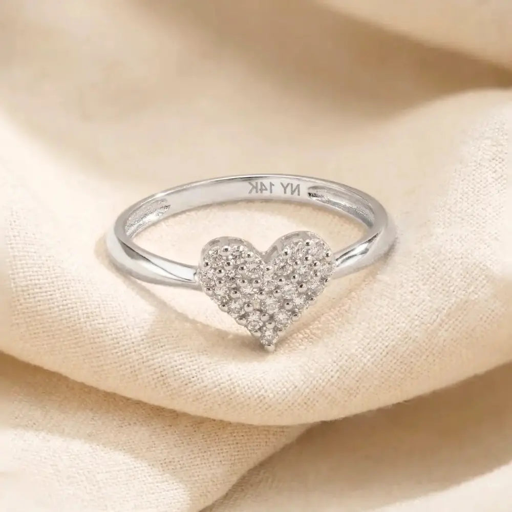 Elegant 14K White Gold Diamond Heart Ring 0.31Ctw – Perfect Romantic Gift for Her on Anniversaries & Everyday Wear.