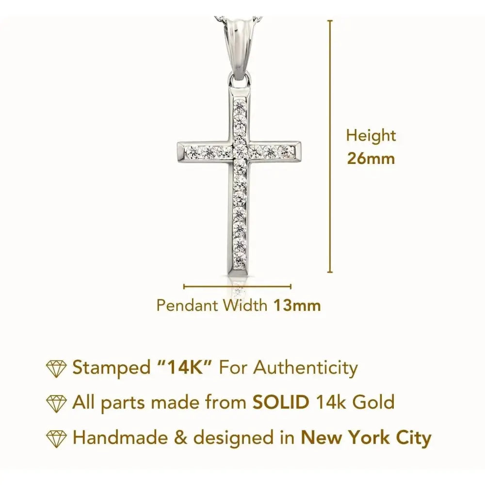 Elegant 14K White Gold Small Cross Pendant Necklace - A Timeless Treasure