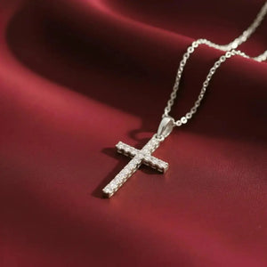 Elegant 14K White Gold Small Cross Pendant Necklace - A Timeless Treasure.