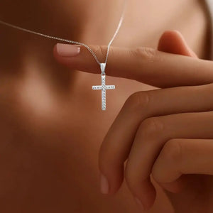 Elegant 14K White Gold Small Cross Pendant Necklace - A Timeless Treasure.