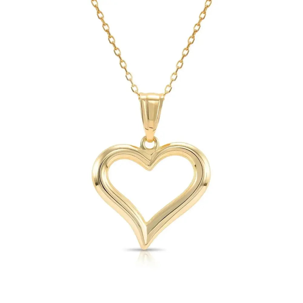 Elegant 14K Yellow Gold Heart Pendant Necklace with 18" Cable Chain.