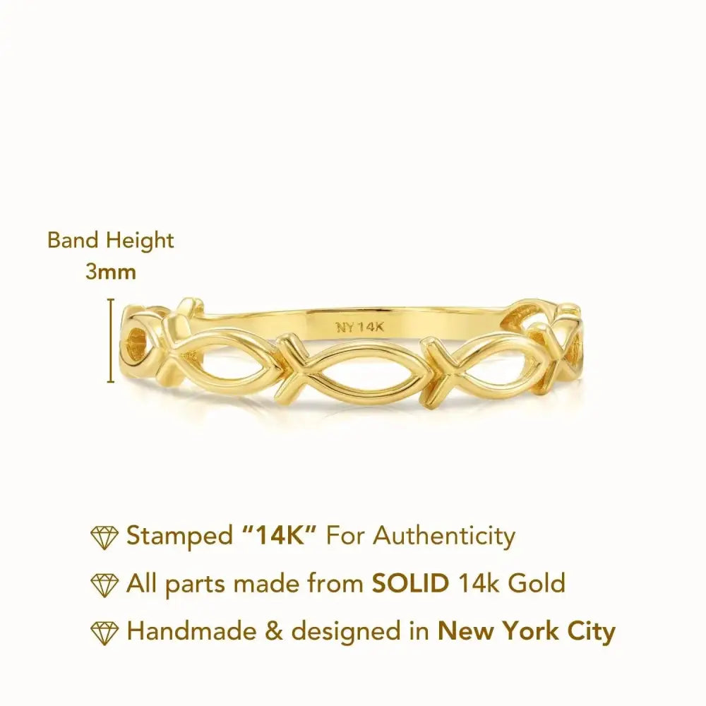 Elegant 14K Yellow Gold Ichthus Fish Ring – Perfect Meaningful Gift for Pisces Women, Birthdays & Everyday Luxury.