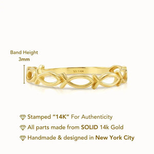 Elegant 14K Yellow Gold Ichthus Fish Ring – Perfect Meaningful Gift for Pisces Women, Birthdays & Everyday Luxury.