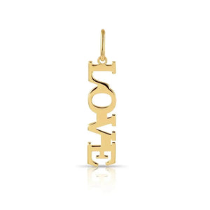 Elegant 14K Yellow Gold Love Pendant Necklace - 18" Chain Included.