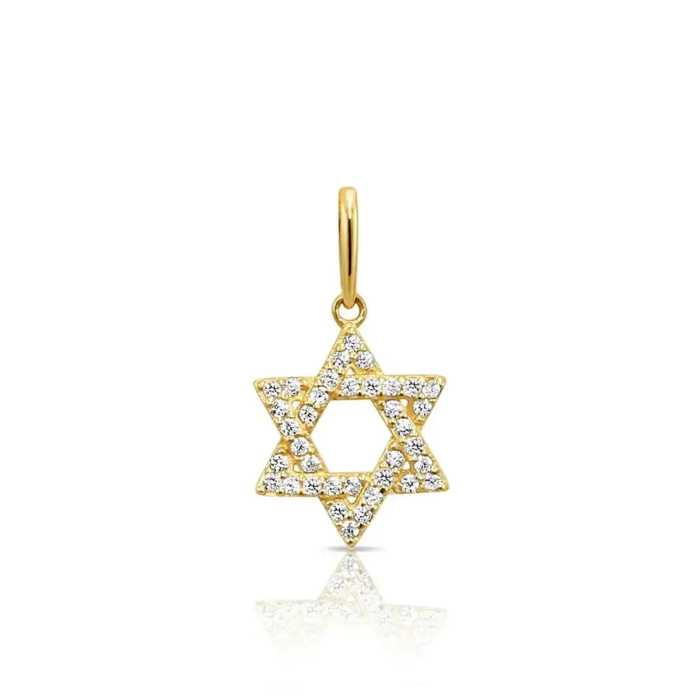 Elegant 14K Yellow Gold Star of David Pendant Necklace.