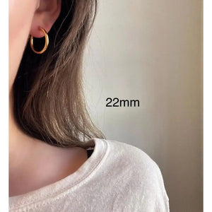 Elegant 18K Gold Plated Titanium Waterproof Minimalist Thin Hoop Earrings - Perfect for Stacking!.