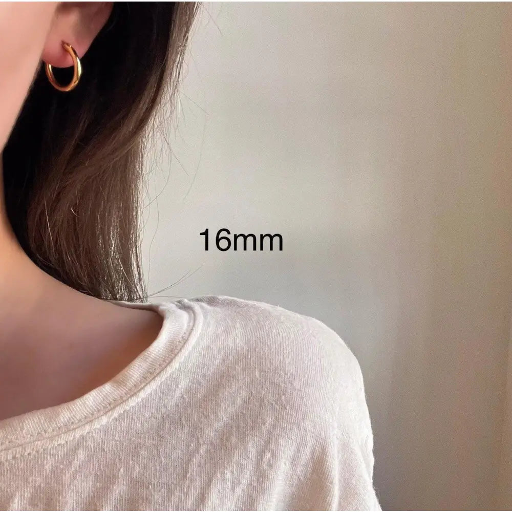 Elegant 18K Gold Plated Titanium Waterproof Minimalist Thin Hoop Earrings - Perfect for Stacking!.