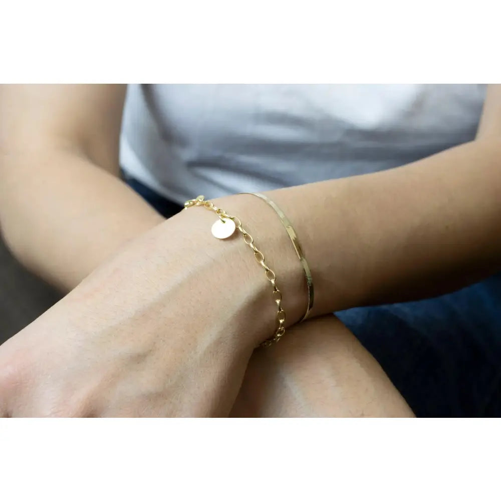 Elegant 18K Solid Gold Beaded Bracelet - Adjustable Minimalist Chain Jewelry.
