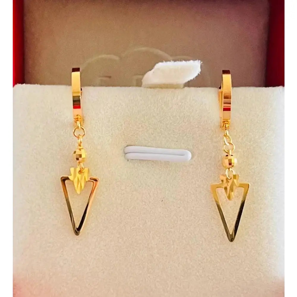 Elegant 22K Solid Gold Sphere Earrings - Exquisite 22Ct Gold Drop Design.