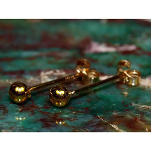 Elegant 24K Gold 3mm Ball Stud Earrings - Timeless Minimalist Design in Pure Solid Gold.