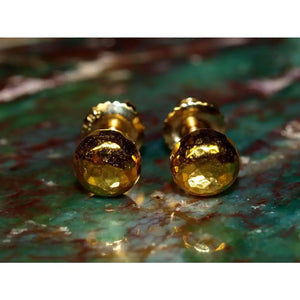 Elegant 24K Solid Gold Hammered Ball Stud Earrings - 5mm Threaded Design.