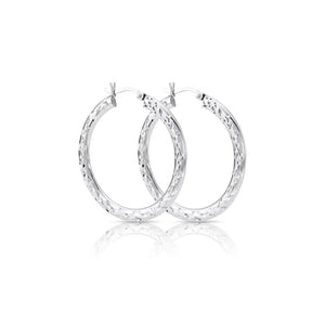 Elegant 35mm Sterling Silver Skinny Hoop Earrings.