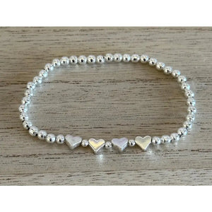 Elegant 40th Birthday Silver Heart Bracelet - Meaningful Beaded Stretch Gift for Women with Inspirational Quote Card.