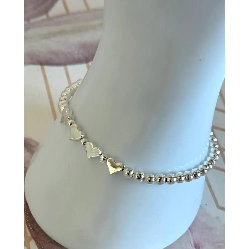 Elegant 40th Birthday Silver Heart Bracelet - Meaningful Beaded Stretch Gift for Women with Inspirational Quote Card.