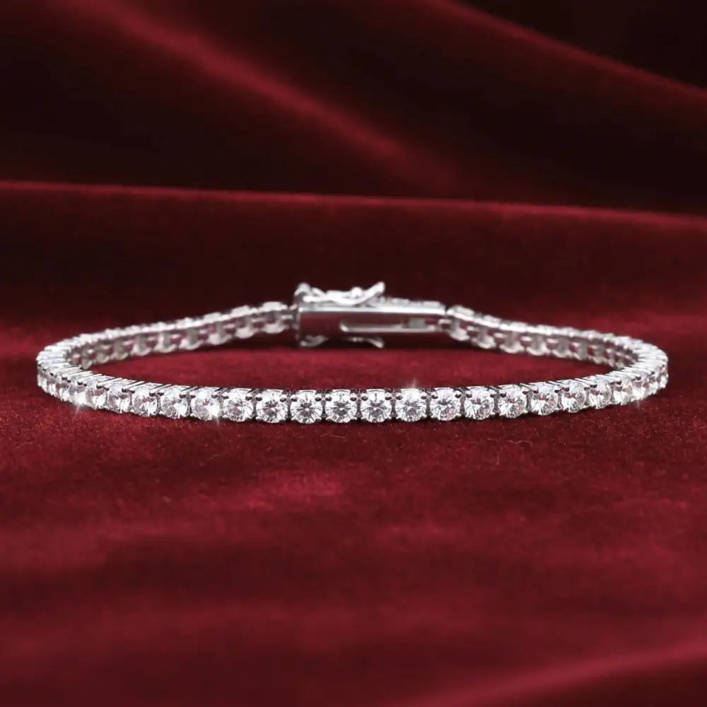Elegant 925 Sterling Silver Classic Tennis Bracelet with Simulated Diamond CZ.