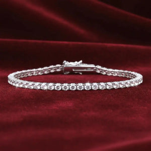 Elegant 925 Sterling Silver Classic Tennis Bracelet with Simulated Diamond CZ.