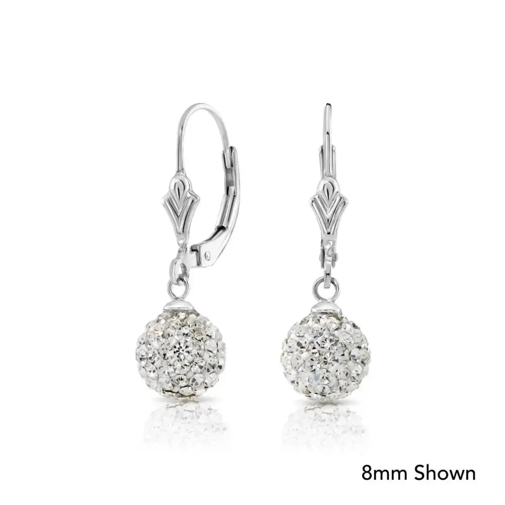 Elegant 925 Sterling Silver Crystal Ball Dangle Earrings with French Back - Perfect Gift for Her.
