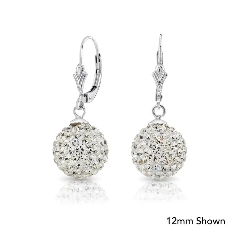 Elegant 925 Sterling Silver Crystal Ball Dangle Earrings with French Back - Perfect Gift for Her.