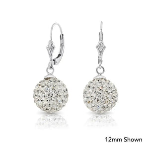 Elegant 925 Sterling Silver Crystal Ball Dangle Earrings with French Back - Perfect Gift for Her.