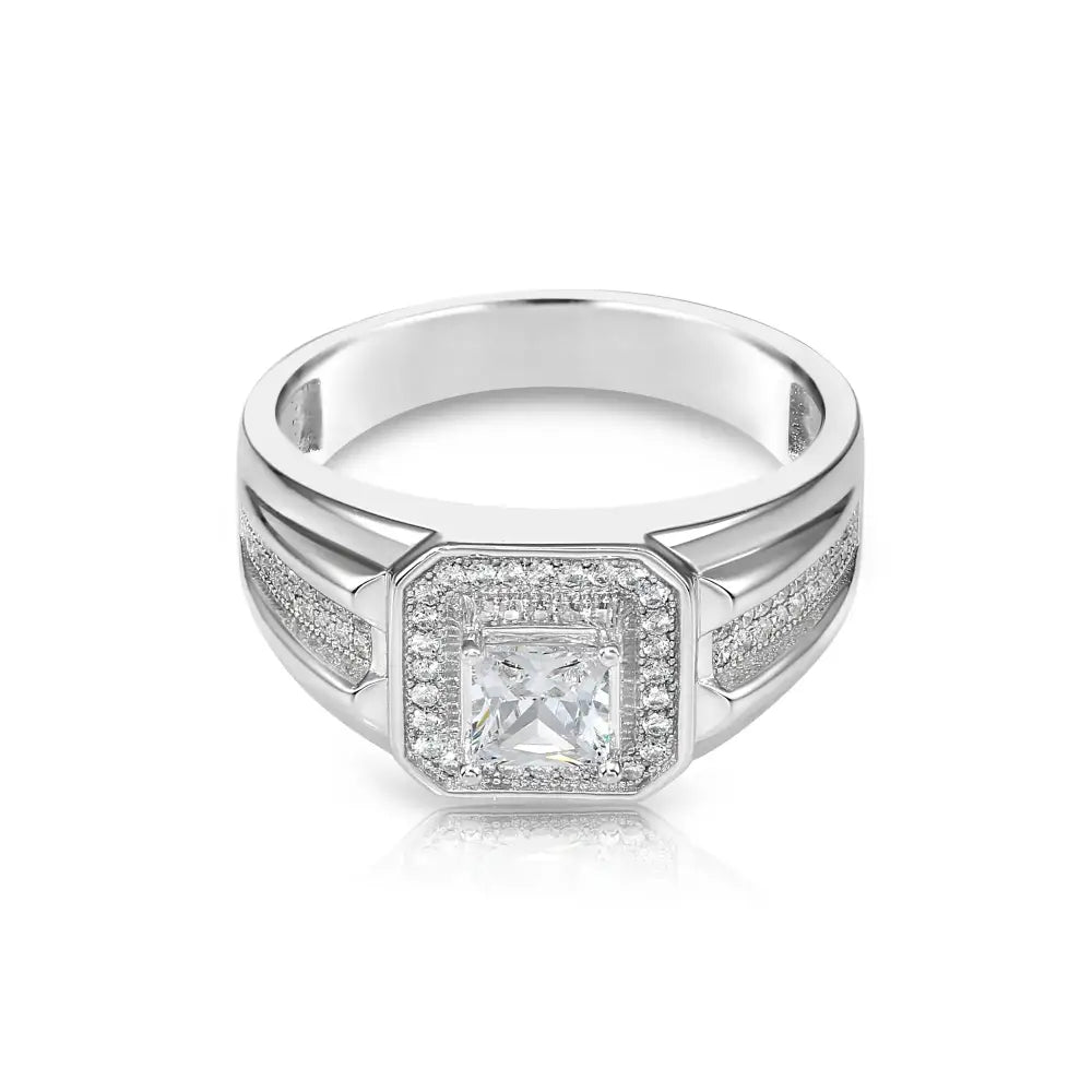 Elegant 925 Sterling Silver Princess-Cut Pave Pinky Ring - Perfect for Weddings, Anniversaries & Everyday Glamour.