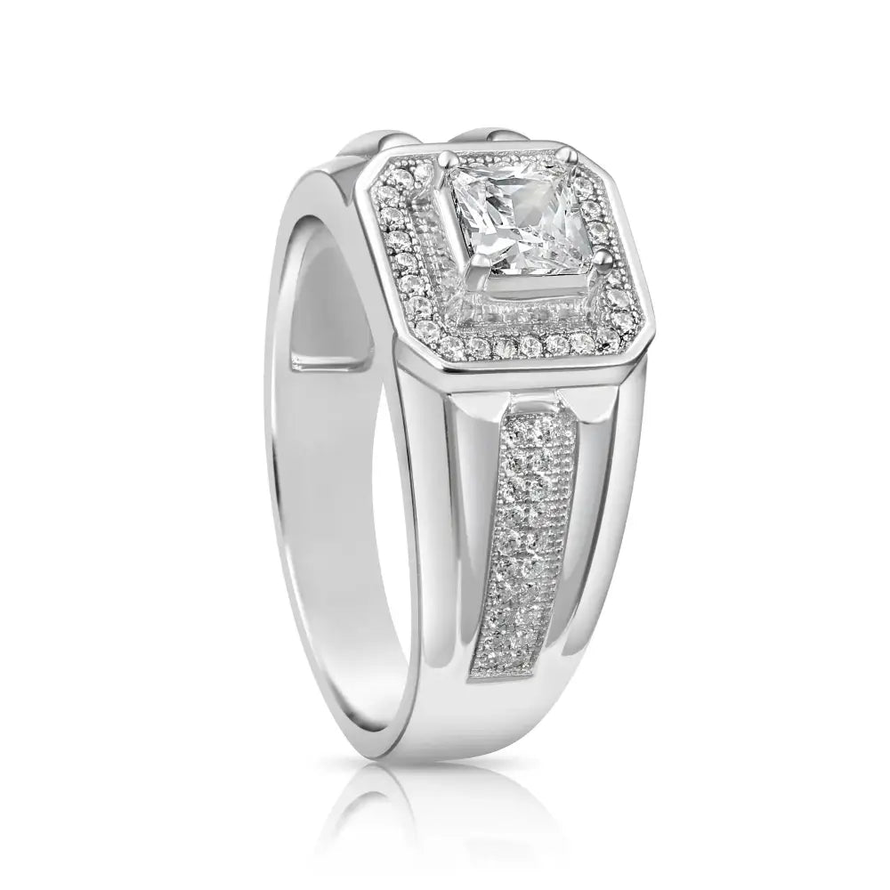 Elegant 925 Sterling Silver Princess-Cut Pave Pinky Ring - Perfect for Weddings, Anniversaries & Everyday Glamour.