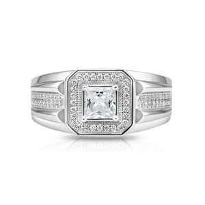 Elegant 925 Sterling Silver Princess-Cut Pave Pinky Ring - Perfect for Weddings, Anniversaries & Everyday Glamour.