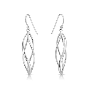 Elegant 925 Sterling Silver Spiral Twist Drop Dangle Earrings.