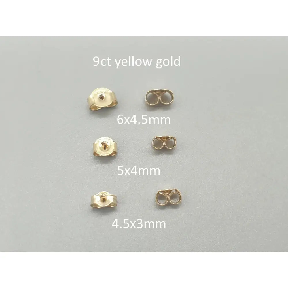 Elegant 9K Solid Yellow Gold Earring Backs - 375 Stamped Butterfly Scrolls Jewelry Findings Pair.
