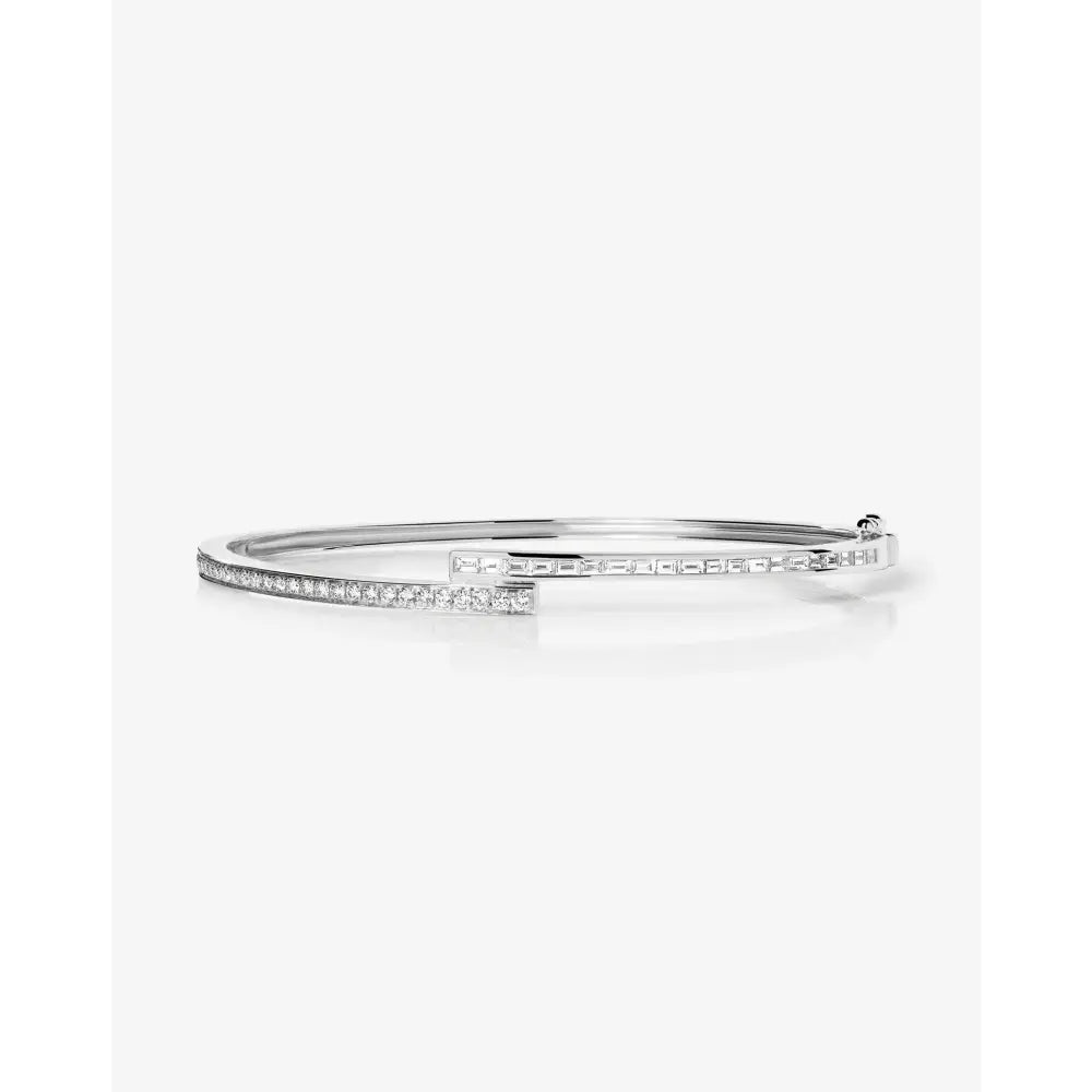 Elegant Baguette and Round Diamond Wrap Bangle.