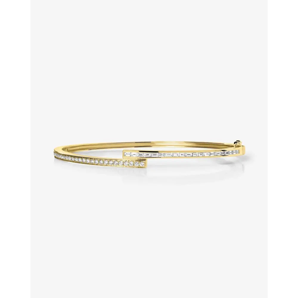 Elegant Baguette and Round Diamond Wrap Bangle.