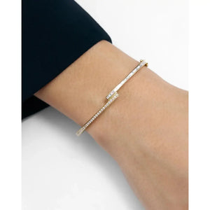 Elegant Baguette and Round Diamond Wrap Bangle.