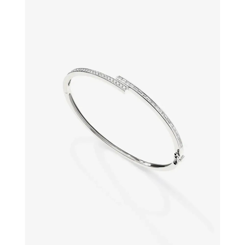 Elegant Baguette and Round Diamond Wrap Bangle.