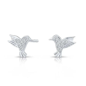 Elegant CZ Bird Stud Earrings in Premium Sterling Silver.