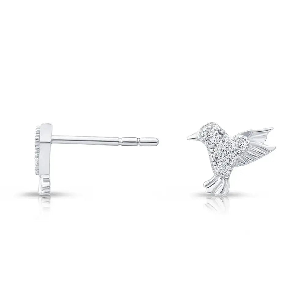 Elegant CZ Bird Stud Earrings in Premium Sterling Silver.