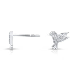 Elegant CZ Bird Stud Earrings in Premium Sterling Silver.